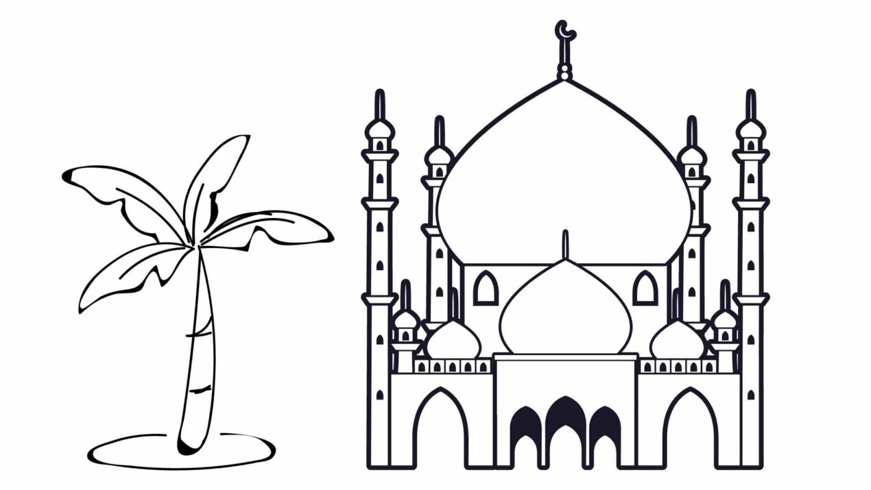 15 Printable Mewarnai Gambar Masjid untuk Anak TK